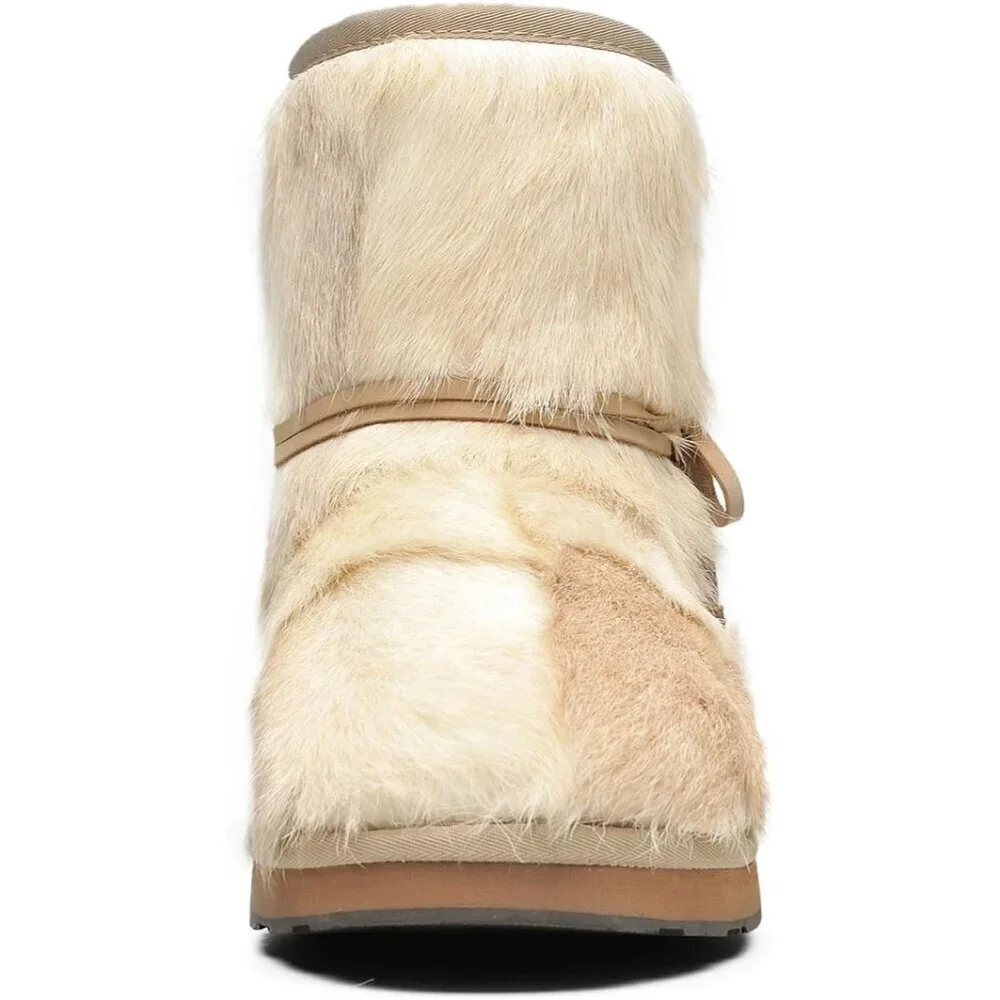 Women's White Casual And Versatile Wool Winter Warm Simple Snow Boots